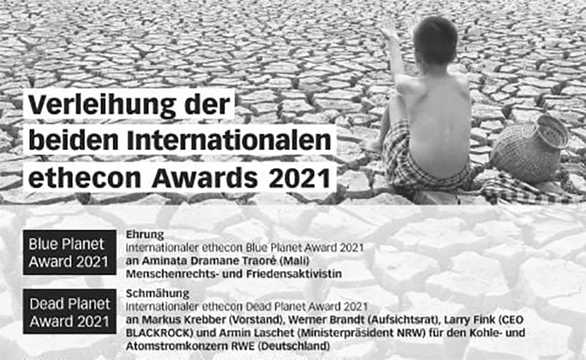 Internationale ethecon Awards verliehen „Eine Frau, die gegen einen Männerkrieg aufsteht“