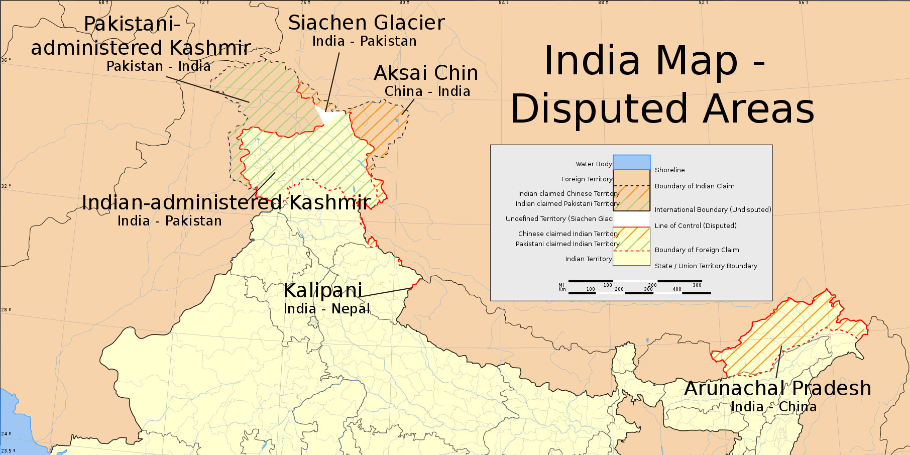 India disputed areas